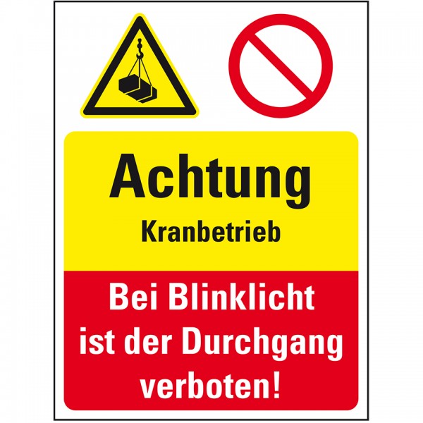 Dreifke® Schild I Kombischild mit Symbolen, Kranbetrieb..., praxisbewährt, Kunststoff, 300x400mm