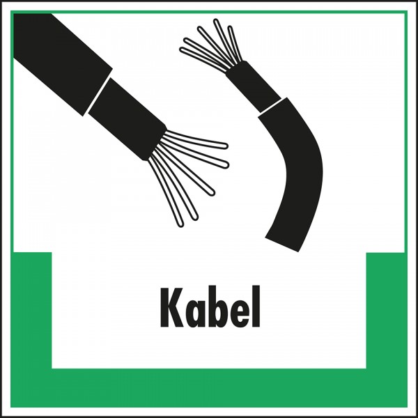 Dreifke® Schild I Abfallkennzeichen Kabel, mit Symbol und Text, Kunststoff, 200x200mm