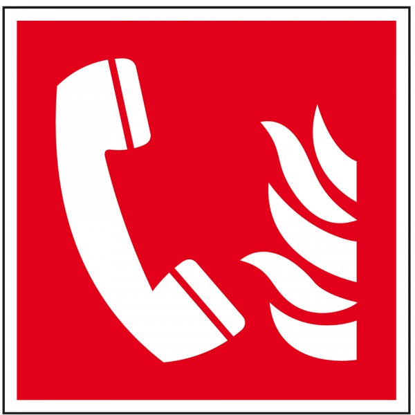 Dreifke® Schild I Brandschutzschild Brandmeldetelefon, Kunststoff, 200x200mm, ASR A1.3, DIN EN ISO 7010 F006