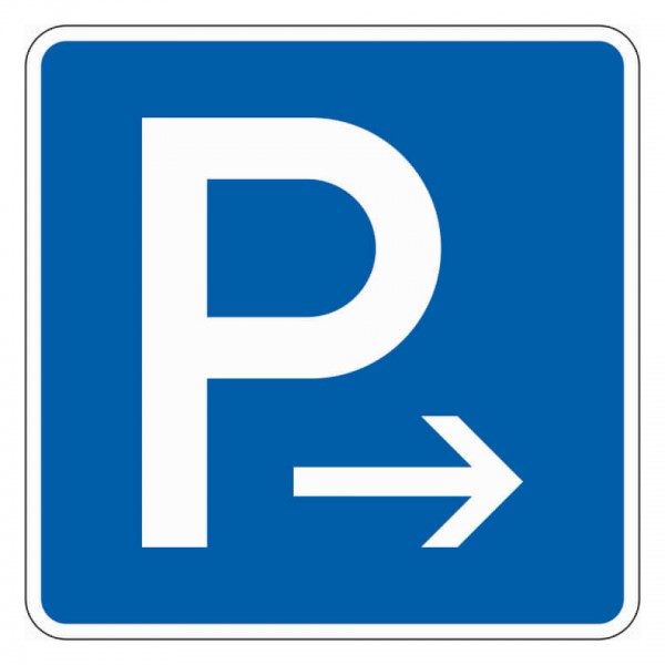 Schild I Verkehrszeichen Parkplatz rechts, Nr.314-20, Aluminium RA1, reflektierend, 600x600mm