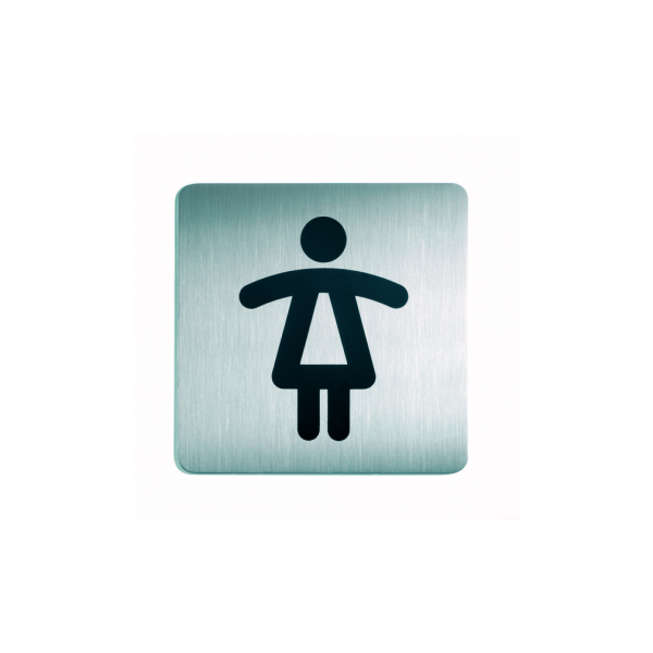 WC-Piktogramm, Damen, quadratisch, Edelstahl, 1 Stk.