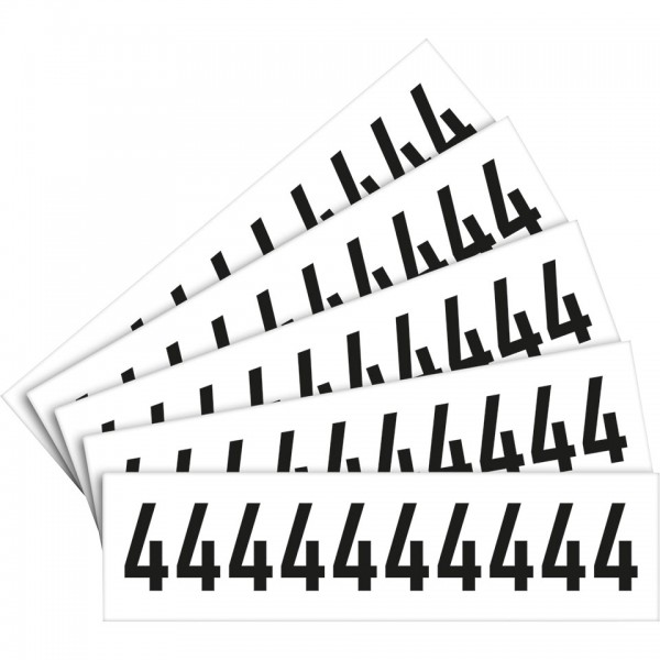 Dreifke® Aufkleber I Ziffer 4, weiß/schwarz, Folie, Schrifthöhe: 40mm, 52,9x23,8mm, 5 Bogen/VE, 10/Bogen