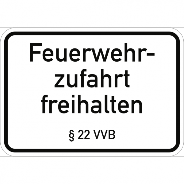 Dreifke® Schild Feuerwehrzufahrt freihalten § 22 VVB, Alu, 500x350 mm